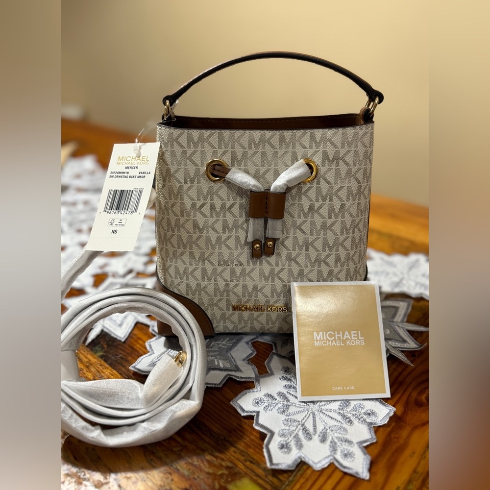 Michael Kors Cream and Brown Crossbody Bag